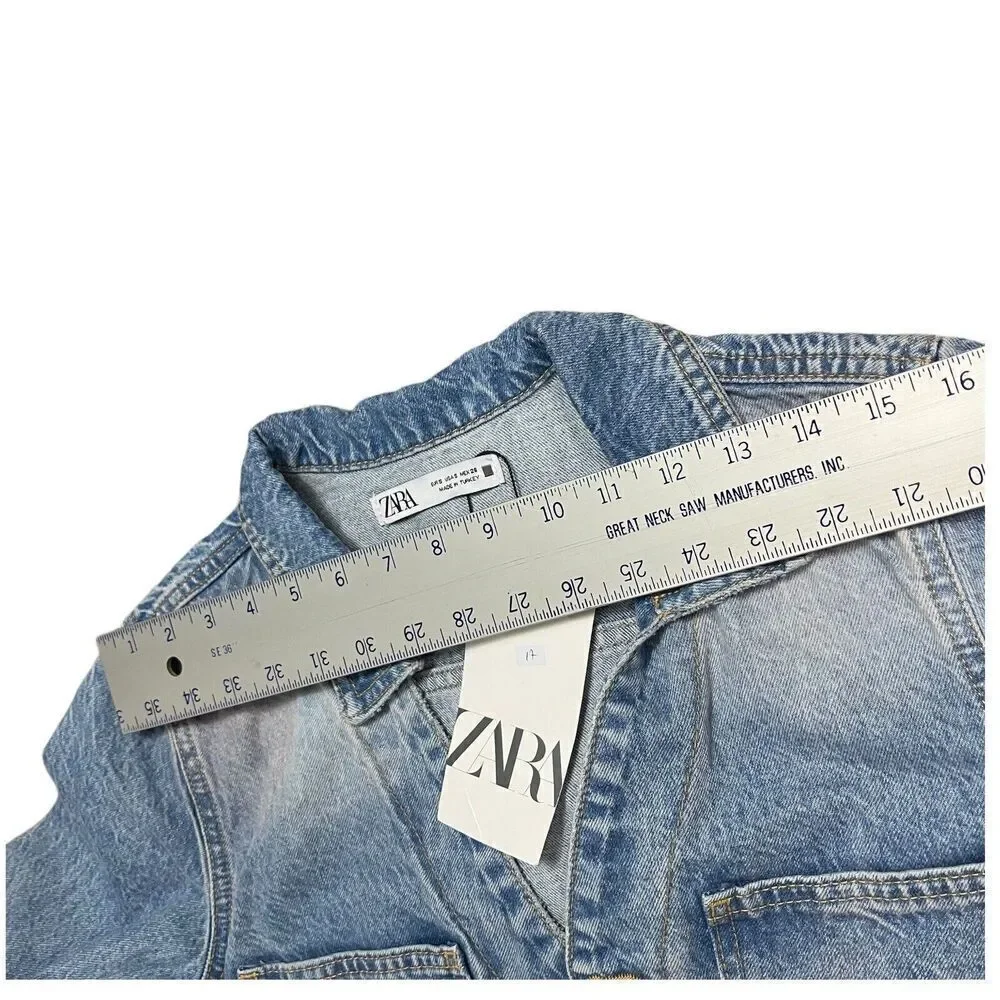ZARA Jumpsuit Women’s‎ S Pink Dyed Denim One Piece Collared Long Sleeve Button